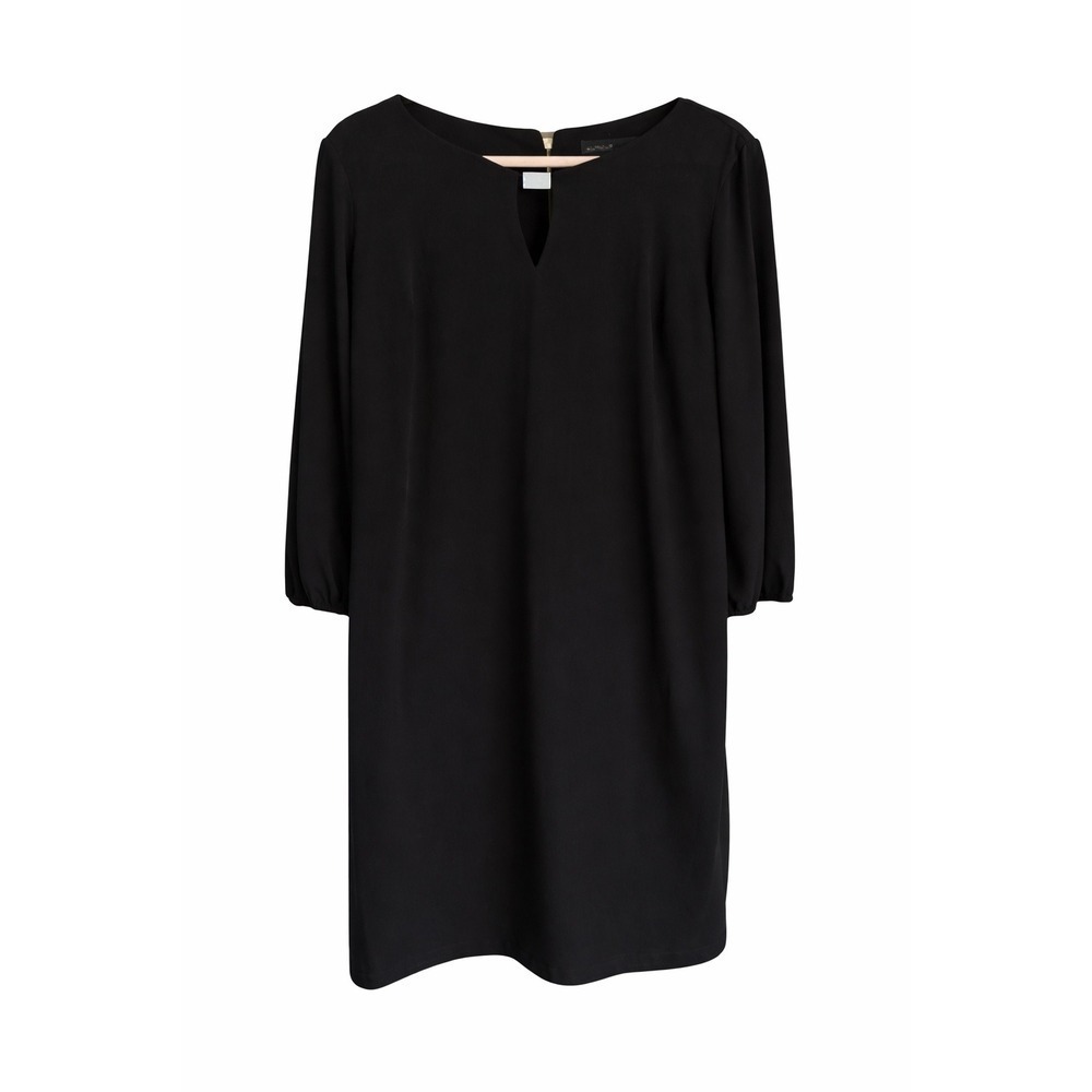 Donna Ricco Black with Silver metal detail Shift Dress – Size 12